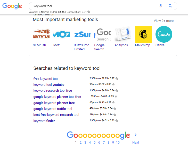 keyword tool - Google Search